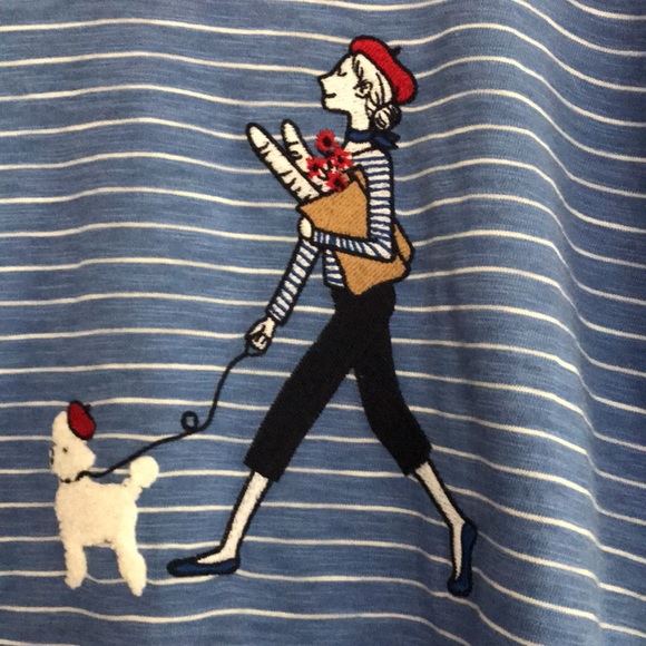 Talbots NWT XS Tee with French Woman walking dog. - Picture 3 of 4